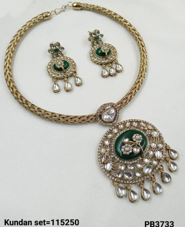 Antique Gold Plated Kundan Necklace Set