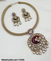 Antique Gold Plated Kundan Necklace Set