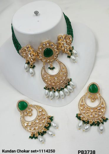 Gold Plated Kundan Choker Necklace Set