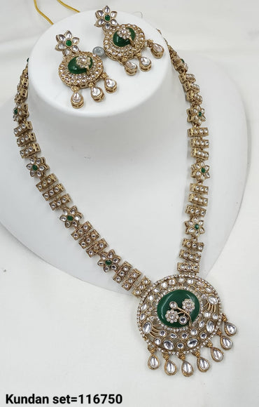 Antique Gold Plated Kundan Necklace Set