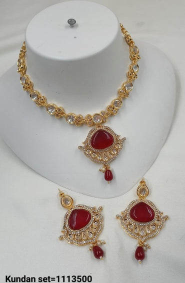 Gold Plated Traditional Kundan Necklace Set