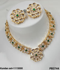 Traditional Gold Plated Kundan Necklace Set