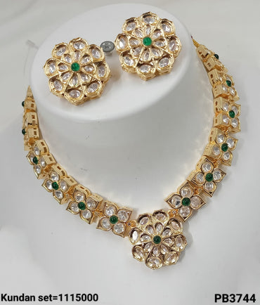 Traditional Gold Plated Kundan Necklace Set