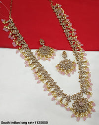 Antique Gold Plated Long Kundan Necklace Set