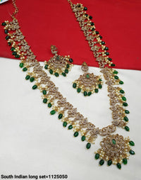 Antique Gold Plated Long Kundan Necklace Set