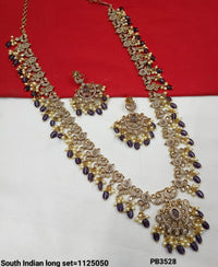 Antique Gold Plated Long Kundan Necklace Set