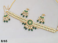 Floral Kundan Choker Necklace Set with Earrings and Maang Tikka
