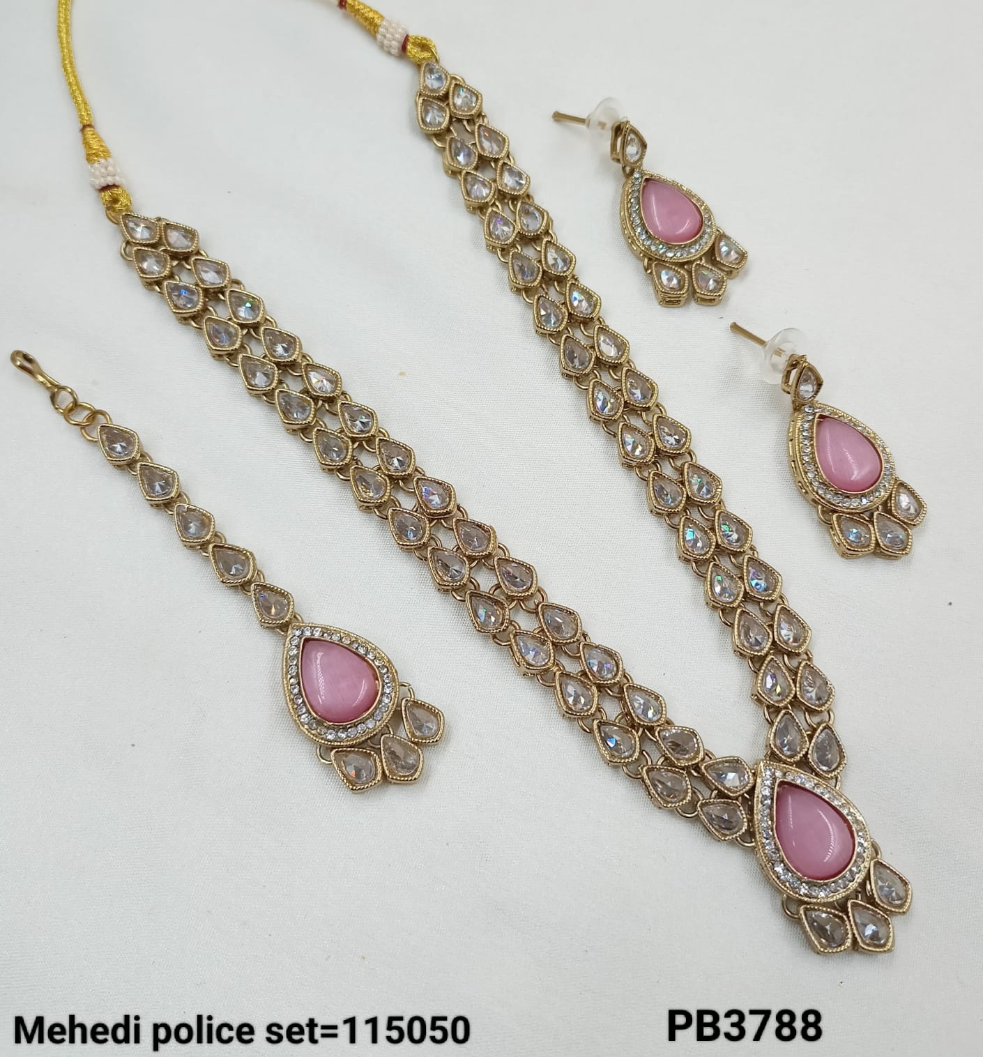 Antique Gold Polki Necklace and Earring Set – Traditional Bridal Jewelry