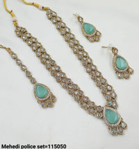 Antique Gold Polki Necklace and Earring Set – Traditional Bridal Jewelry