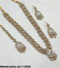 Antique Gold Polki Necklace and Earring Set – Traditional Bridal Jewelry