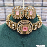 Geometric Choker Necklace and Earring Set with Antique Finish