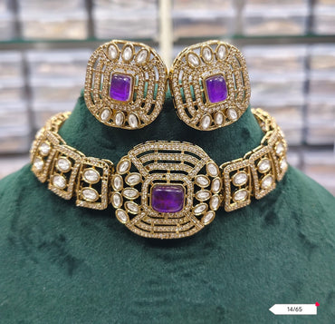 Geometric Choker Necklace and Earring Set with Antique Finish