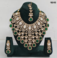 Bridal Kundan Choker Necklace Set with Maang Tikka and Earrings