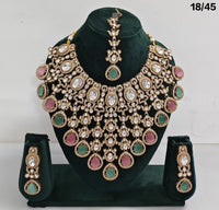 Bridal Kundan Choker Necklace Set with Maang Tikka and Earrings