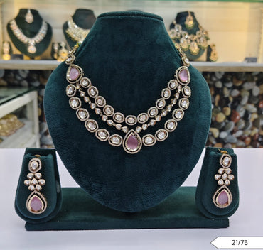Elegant Polki Kundan Necklace & Earring Set - Lucentemarket