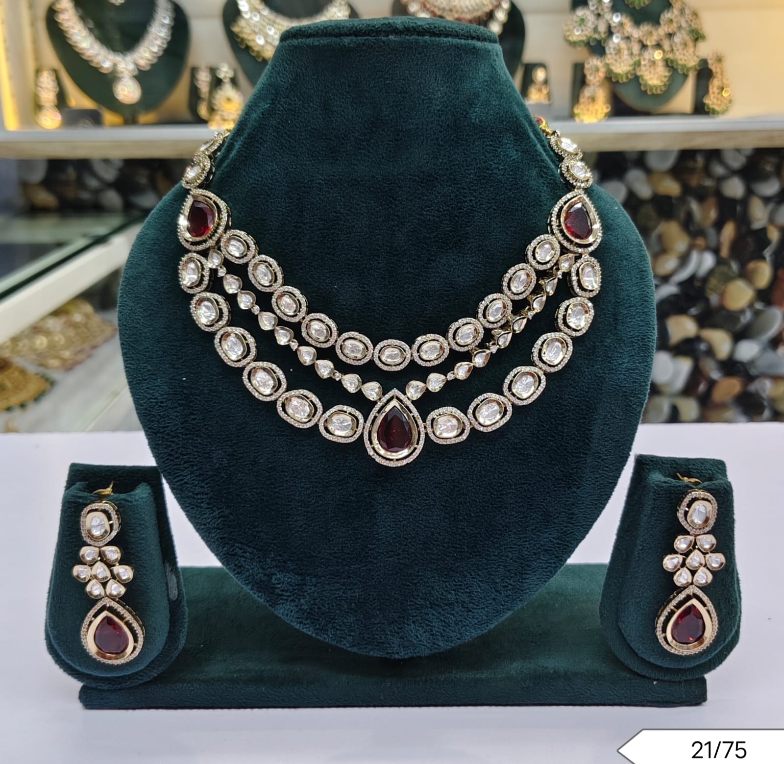 Elegant Polki Kundan Necklace & Earring Set - Lucentemarket