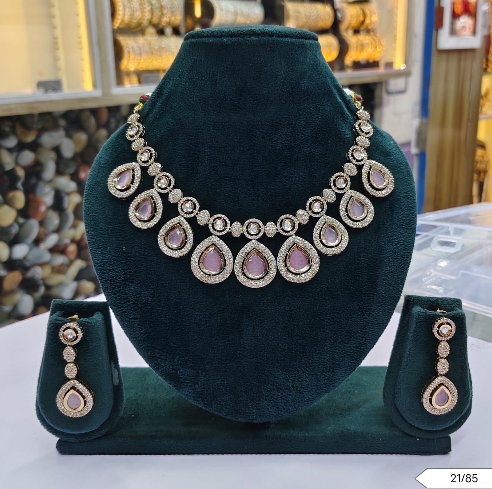 Teardrop Polki Kundan Necklace & Earring Set