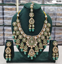 Royal Kundan Bridal Necklace Set with Maang Tikka