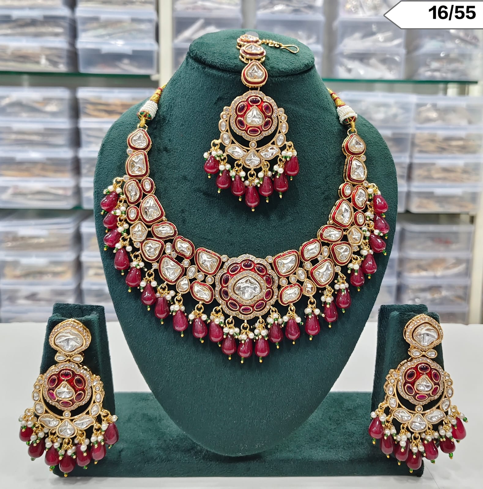 Royal Kundan Bridal Necklace Set with Maang Tikka