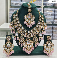 Grand Bridal CZ Stone Necklace Set with Earrings & Maang Tikka