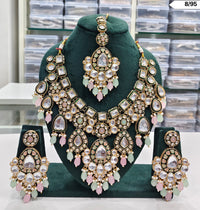 Grand Bridal CZ Stone Necklace Set with Earrings & Maang Tikka