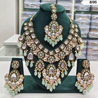 Grand Bridal CZ Stone Necklace Set with Earrings & Maang Tikka