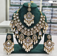 Grand Bridal CZ Stone Necklace Set with Earrings & Maang Tikka