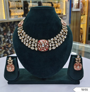 Kundan Polki Stone Necklace Set with Earrings – Bridal & Party Wear Jewellery