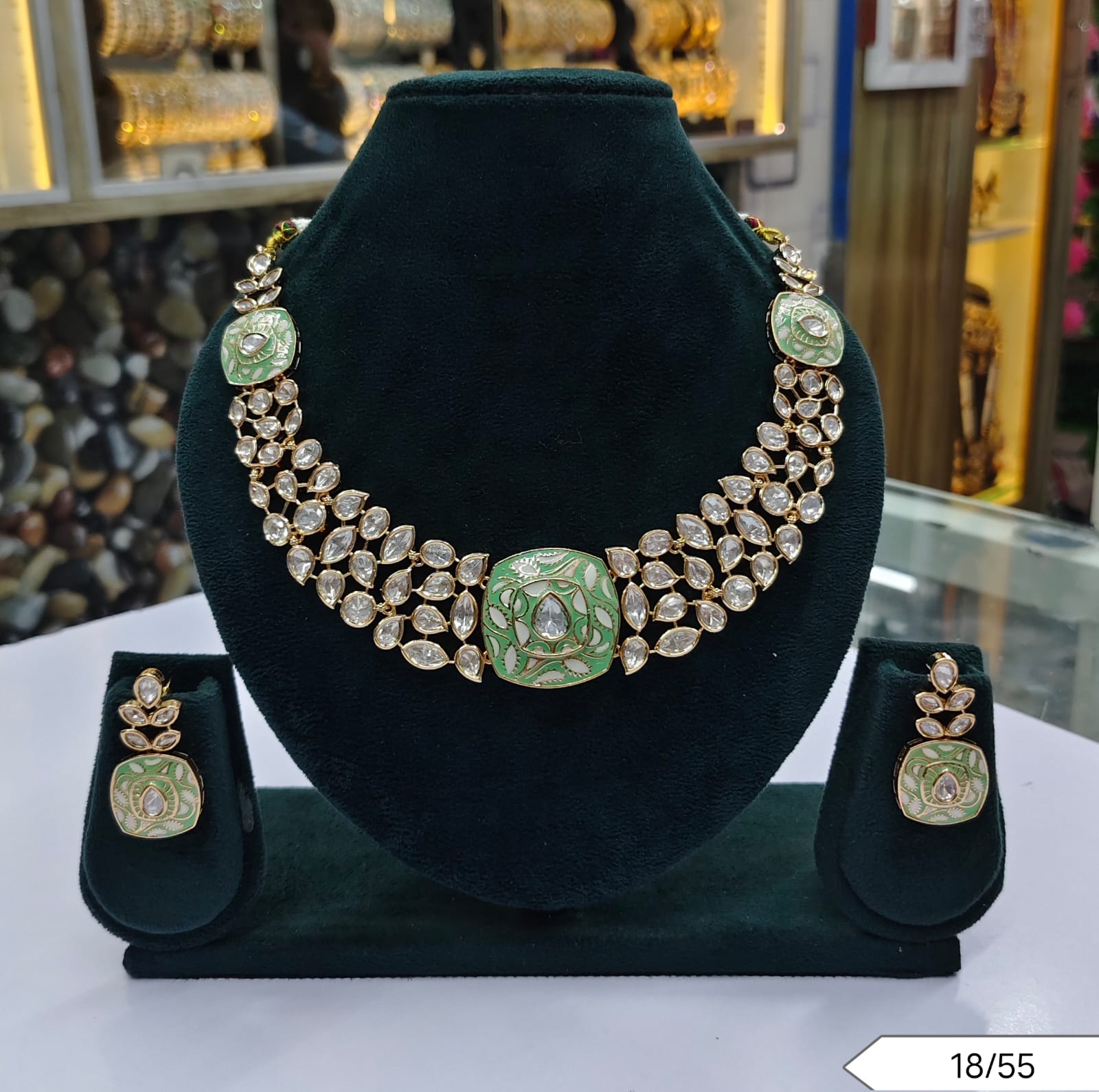 Kundan Polki Stone Necklace Set with Earrings – Bridal & Party Wear Jewellery