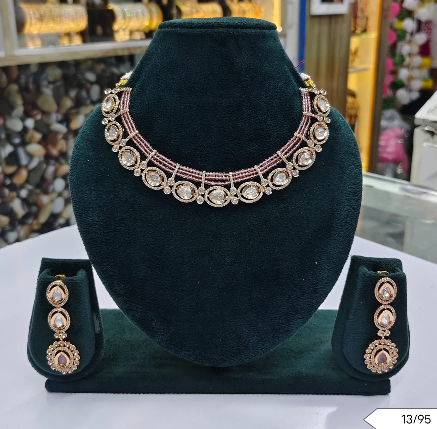 Kundan Polki Beaded Necklace Set with Drop Earrings – Bridal & Party Wear Jewellery