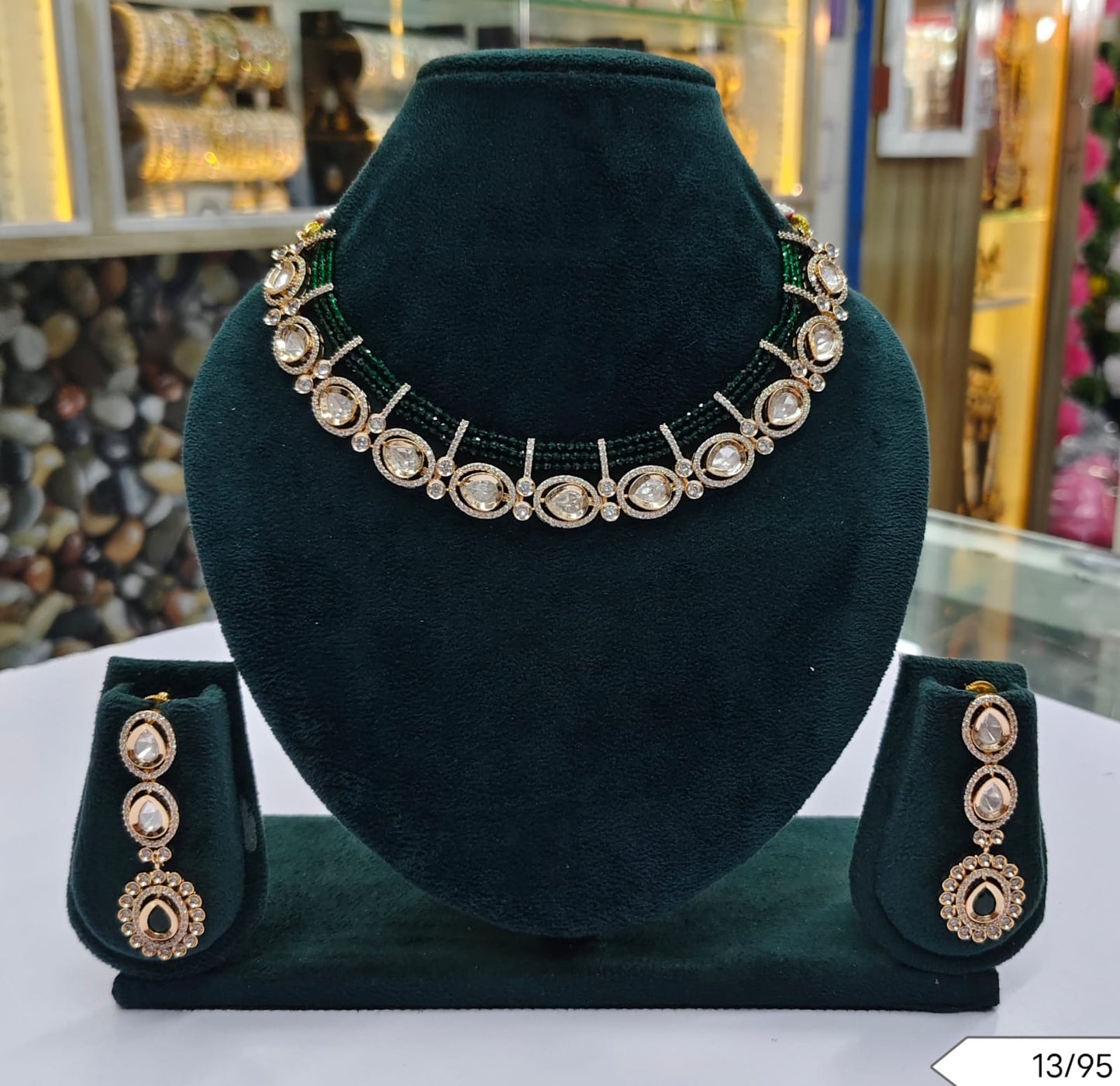 Kundan Polki Beaded Necklace Set with Drop Earrings – Bridal & Party Wear Jewellery