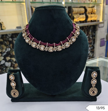 Kundan Polki Beaded Necklace Set with Drop Earrings – Bridal & Party Wear Jewellery