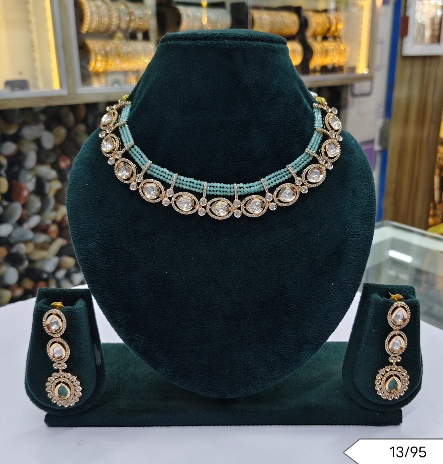 Kundan Polki Beaded Necklace Set with Drop Earrings – Bridal & Party Wear Jewellery