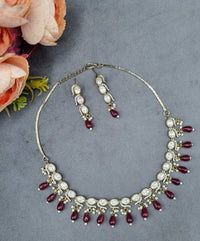 Beaded Drop Collar Necklace Set with Matching Danglers