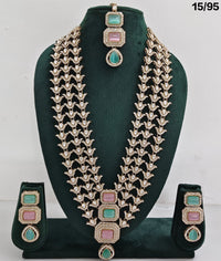 Designer Kundan Stone Necklace Set with Earrings & Maang Tikka – Layered Bridal Look