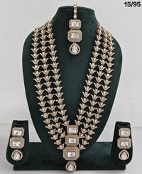 Designer Kundan Stone Necklace Set with Earrings & Maang Tikka – Layered Bridal Look