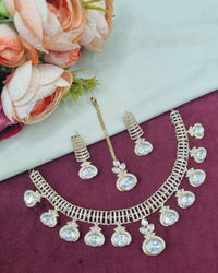 Modern Stone Choker Necklace Set with Matching Earrings & Maang Tikka