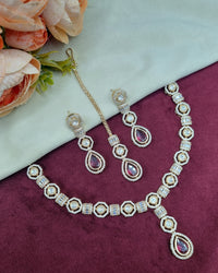 Elegant Teardrop Choker Set with Matching Tikka & Earrings