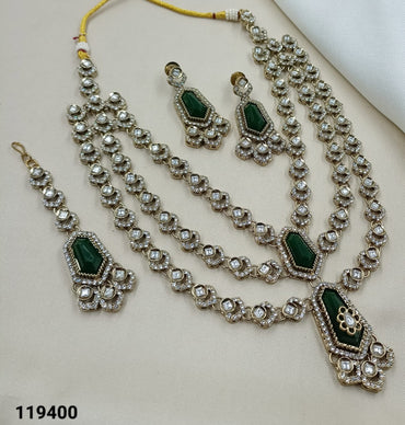 Traditional Maroon Kundan Multi-Layer Necklace Set