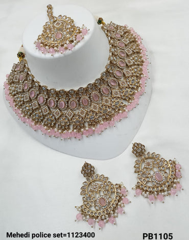 Antique Gold Plated Kundan Necklace Set