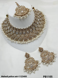 Antique Gold Plated Kundan Necklace Set