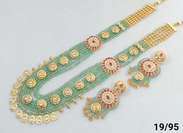 Elegant Kundan Long Necklace Set with Earrings For Woman & Girls