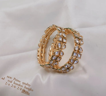 Gold Plated Kundan Bangle Set