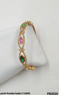 Gold Plated Fashionable Pachi Kundan Bracelet