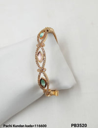 Gold Plated Fashionable Pachi Kundan Bracelet
