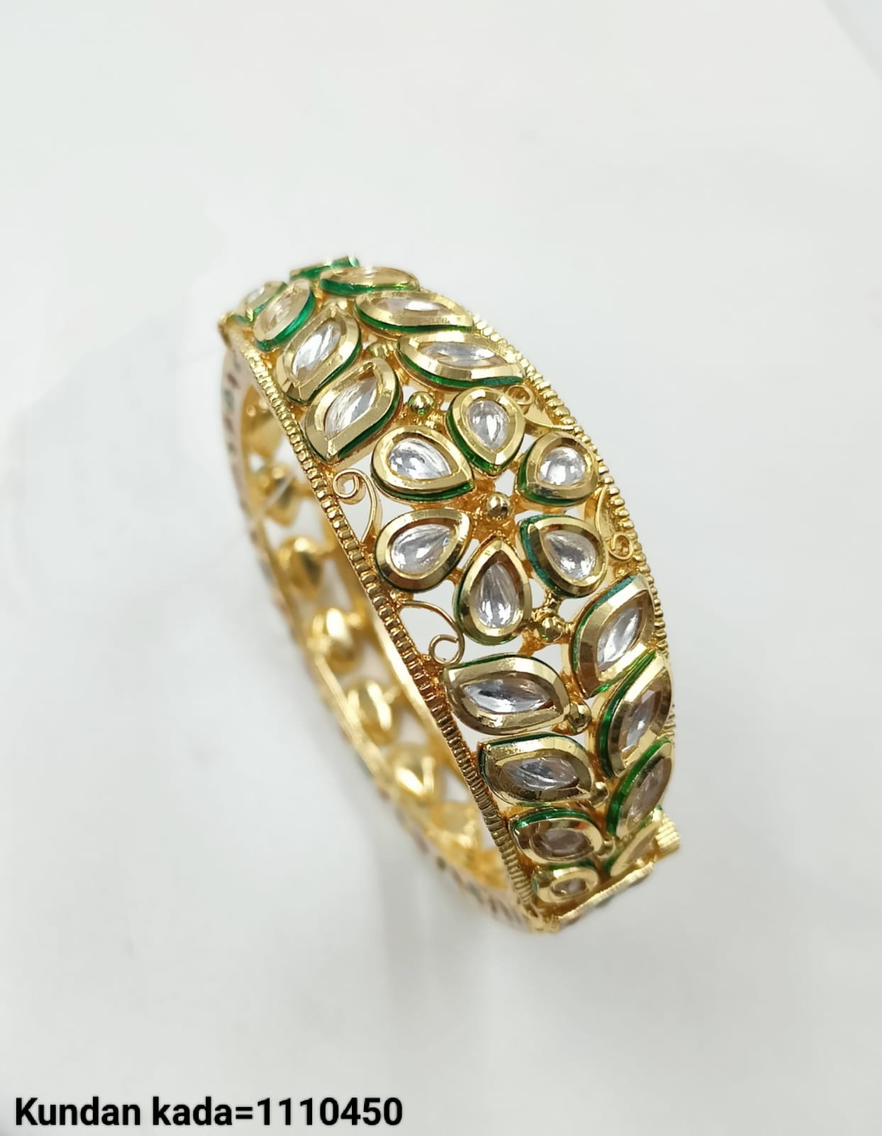 Traditional Pachi Kundan Openwork Bracelet – Handcrafted Bridal Jewelry
