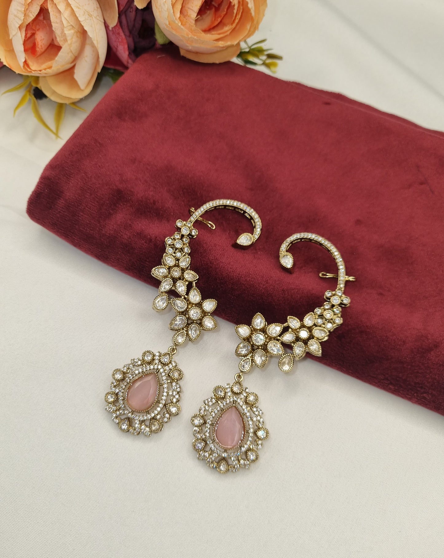 Floral Vine Medallion Ear Cuffs