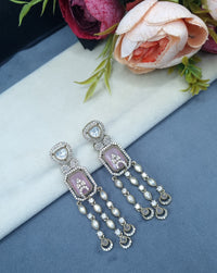 Geometric Rectangular Stone Chandelier Drop Earrings