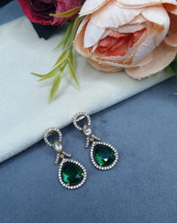 Elegant Teardrop Halo Drop Earrings with Pavé Ribbon Accents