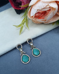 Elegant Teardrop Halo Drop Earrings with Pavé Ribbon Accents